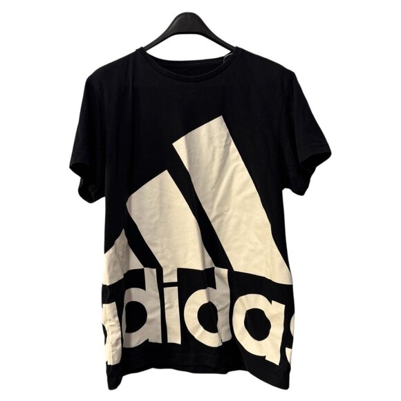 adidas logo T-shirt cut and sew short sleeve cotton black medium